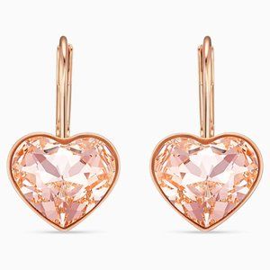 BELLA HEART PIERCED EARRINGS, PINK, ROSE-GOLD TONE